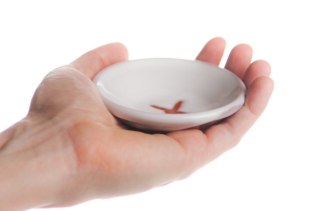 Bowls are approximately 3 inches in diameter, and fit comfortably in the palm of your hand.