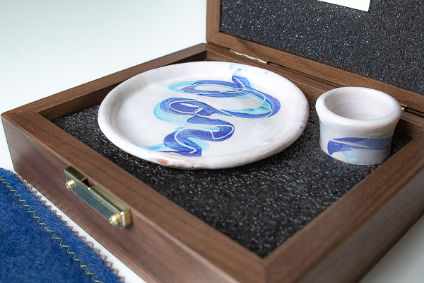 Ceramic Portable Communion Set Deluxe Organist Set Blue Waters