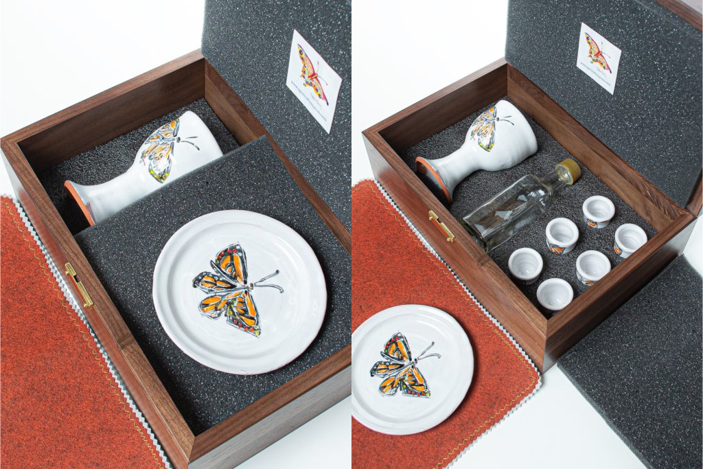 Ceramic Portable Communion Set Small Group Set Butterfly