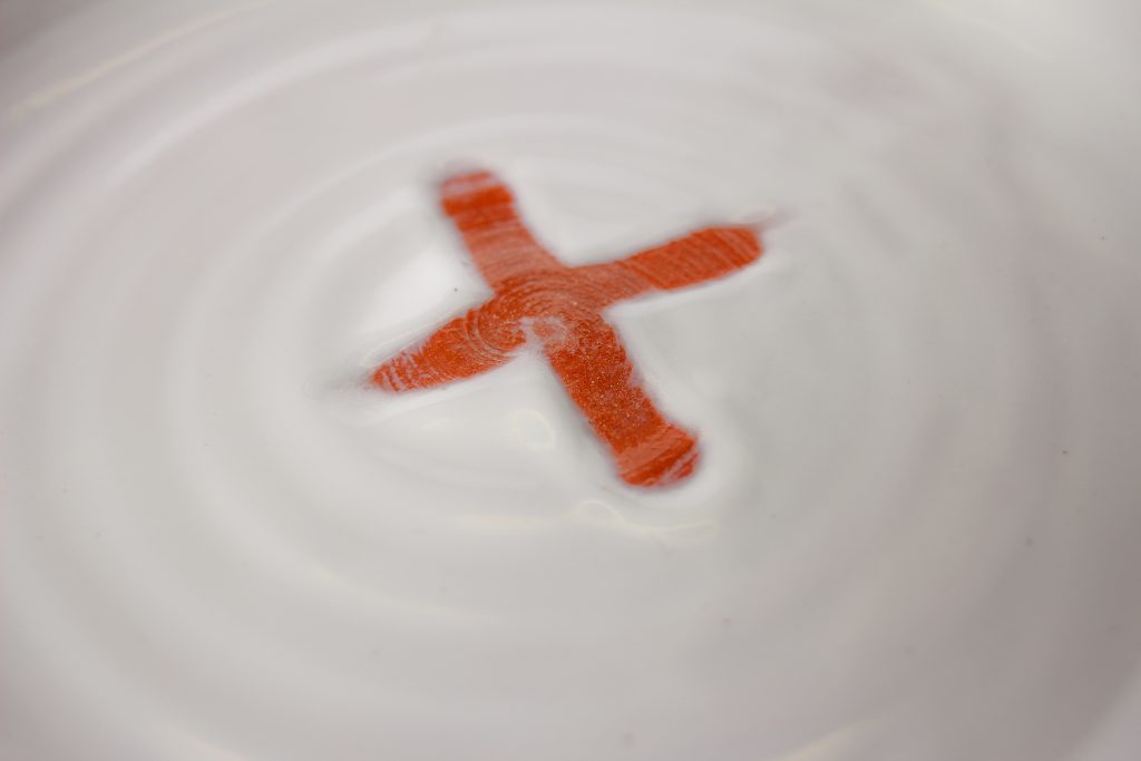 This set is the Natural Clay Cross design (other designs are available in my shop). This cross is drawn with my finger through the wet glaze to show the natural color of the clay. It is as if each piece is individually anointed! Drawn with a finger, the cross, which is a strong symbol of the power and love of God, takes on human warmth and presence. The Natural Clay Cross design reflects the humanity and divinity of Jesus Christ in a simple form.