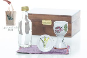 Portable ceramic communion set grapes and wheat visitation chalice
